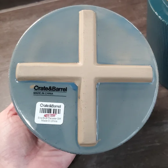 Crate and Barrel Ena Blue Canisters, Set Of 2, Medium and Small, NWT - Picture 16 of 16